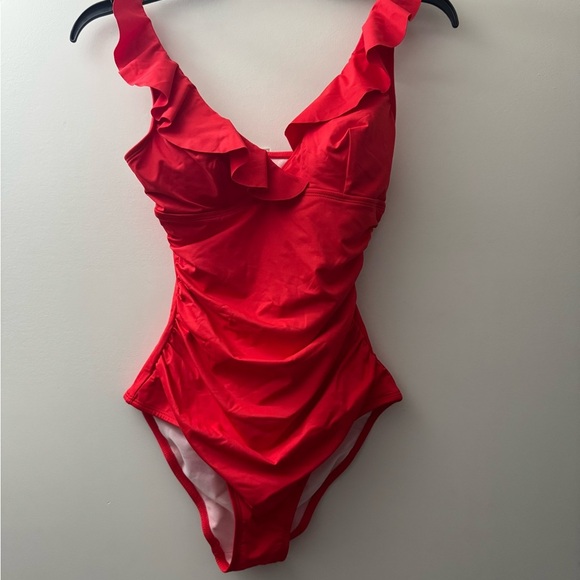 Cupshe Vibrant Red Ruffled Women’s One Piece - Picture 2 of 7